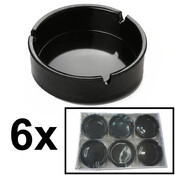 Decopatent - 6 Stuks Asbak Rond 10.4 Cm - Voordeelverpakking - Thuis / Horeca / Terras / Tafel Asbakken - Stapelbare Asbakken Set - Asbak voor Binnen en Buiten gebruik - Stijlvolle Keramiek Ronde Asbak - Afm: 10.4 x 10.4 x 3 Cm. - Kleur: ZWART
