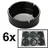 Decopatent - 6 Stuks Asbak Rond 10.4 Cm - Voordeelverpakking - Thuis / Horeca / Terras / Tafel Asbakken - Stapelbare Asbakken Set - Asbak voor Binnen en Buiten gebruik - Stijlvolle Keramiek Ronde Asbak - Afm: 10.4 x 10.4 x 3 Cm. - Kleur: ZWART
