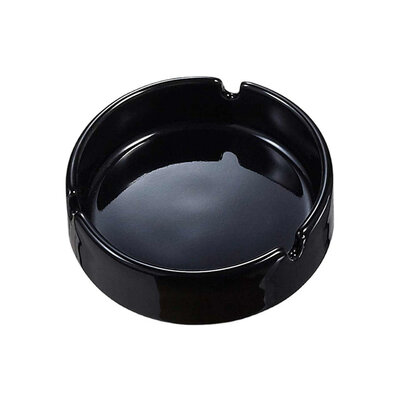 Decopatent - 6 Stuks Asbak Rond 10.4 Cm - Voordeelverpakking - Thuis / Horeca / Terras / Tafel Asbakken - Stapelbare Asbakken Set - Asbak voor Binnen en Buiten gebruik - Stijlvolle Keramiek Ronde Asbak - Afm: 10.4 x 10.4 x 3 Cm. - Kleur: ZWART