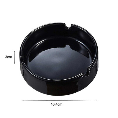 Decopatent - 6 Stuks Asbak Rond 10.4 Cm - Voordeelverpakking - Thuis / Horeca / Terras / Tafel Asbakken - Stapelbare Asbakken Set - Asbak voor Binnen en Buiten gebruik - Stijlvolle Keramiek Ronde Asbak - Afm: 10.4 x 10.4 x 3 Cm. - Kleur: ZWART