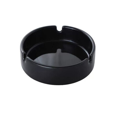 Decopatent - 6 Stuks Asbak Rond 10.4 Cm - Voordeelverpakking - Thuis / Horeca / Terras / Tafel Asbakken - Stapelbare Asbakken Set - Asbak voor Binnen en Buiten gebruik - Stijlvolle Keramiek Ronde Asbak - Afm: 10.4 x 10.4 x 3 Cm. - Kleur: ZWART