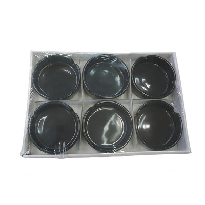 Decopatent - 6 Stuks Asbak Rond 10.4 Cm - Voordeelverpakking - Thuis / Horeca / Terras / Tafel Asbakken - Stapelbare Asbakken Set - Asbak voor Binnen en Buiten gebruik - Stijlvolle Keramiek Ronde Asbak - Afm: 10.4 x 10.4 x 3 Cm. - Kleur: ZWART
