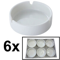 Decopatent - 6 Stuks Asbak Rond 10.4 Cm - Voordeelverpakking - Thuis / Horeca / Terras / Tafel Asbakken - Stapelbare Asbakken Set - Asbak voor Binnen en Buiten gebruik - Stijlvolle Keramiek Ronde Asbak - Afm: 10.4 x 10.4 x 3 Cm. - Kleur: WIT