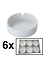 Decopatent - 6 Stuks Asbak Rond 10.4 Cm - Voordeelverpakking - Thuis / Horeca / Terras / Tafel Asbakken - Stapelbare Asbakken Set - Asbak voor Binnen en Buiten gebruik - Stijlvolle Keramiek Ronde Asbak - Afm: 10.4 x 10.4 x 3 Cm. - Kleur: WIT