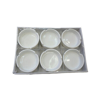 Decopatent - 6 Stuks Asbak Rond 10.4 Cm - Voordeelverpakking - Thuis / Horeca / Terras / Tafel Asbakken - Stapelbare Asbakken Set - Asbak voor Binnen en Buiten gebruik - Stijlvolle Keramiek Ronde Asbak - Afm: 10.4 x 10.4 x 3 Cm. - Kleur: WIT