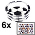 Decopatent - 6 Stuks Glazen Asbak Rond 13 Cm - VOETBAL Design - Stevig Glas - Asbak voor Binnen en Buiten gebruik - Stijlvolle Ronde Asbak - Voordeelverpakking - Afm: 13 x 13 x 4.5 Cm.