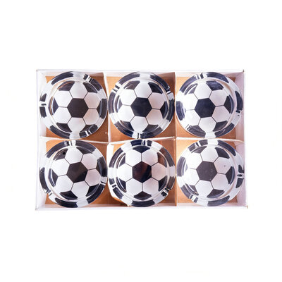 Decopatent - 6 Stuks Glazen Asbak Rond 13 Cm - VOETBAL Design - Stevig Glas - Asbak voor Binnen en Buiten gebruik - Stijlvolle Ronde Asbak - Voordeelverpakking - Afm: 13 x 13 x 4.5 Cm.