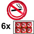 Decopatent - 6 Stuks Glazen Asbak Rond 13 Cm - NO SMOKING / Verboden te Roken Design - Stevig Glas - Asbak voor Binnen en Buiten gebruik - Stijlvolle Ronde Asbak - Voordeelverpakking - Afm: 13 x 13 x 4.5 Cm.