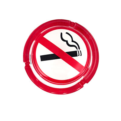 Decopatent - 6 Stuks Glazen Asbak Rond 13 Cm - NO SMOKING / Verboden te Roken Design - Stevig Glas - Asbak voor Binnen en Buiten gebruik - Stijlvolle Ronde Asbak - Voordeelverpakking - Afm: 13 x 13 x 4.5 Cm.