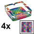 Decopatent - 4 Stuks Luxe Glazen Asbakken Vierkant 13.5 Cm - Kleurrijk MOZAIEK Design - Stevig Glas - Vierkante Asbak voor Binnen en Buiten gebruik - Stijlvolle Ronde Asbak - Voordeelverpakking - Afm: 13.5 x 13.5 x 4.2 Cm.