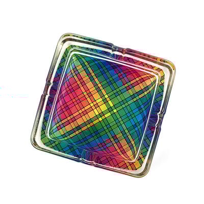 Decopatent - 4 Stuks Luxe Glazen Asbakken Vierkant 13.5 Cm - Kleurrijk MOZAIEK Design - Stevig Glas - Vierkante Asbak voor Binnen en Buiten gebruik - Stijlvolle Ronde Asbak - Voordeelverpakking - Afm: 13.5 x 13.5 x 4.2 Cm.