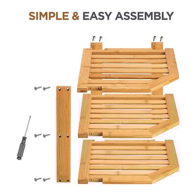 Decopatent - 3 Laags Hoek Keuken Opbergrek - Staand Rek met 3 etages voor Keuken - Corner Keukenrek - Hoekrek - Bamboe Hout - Afm 25 x 25 x 25 Cm.