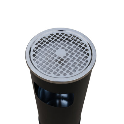 Decopatent - Staande Asbak met RVS Afvalbak - Rond - Asbak Voor Buiten - Vloerasbak - Buitenasbak Groot - Rookpaal - Asbakken - Afm: 25 x 25 x 59.5 Cm. - Kleur: Zwart