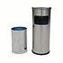 Decopatent - Staande Asbak met RVS Afvalbak - Rond - Asbak Voor Buiten - Vloerasbak - Buitenasbak Groot - Rookpaal - Asbakken - Afm: 25 x 25 x 60,5 Cm. - Kleur: Zilver