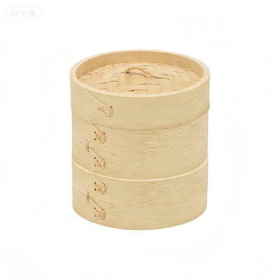 Decopatent - 3 Delig Stoommandje met deksel  - Ø15 Cm - Bamboe Hout - Rijst Stoommanden - Stomer - Steamer Cooker - Dim Sum Stoomschaal