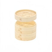 Decopatent - 3 Delig Stoommandje met deksel  - Ø18 Cm - Bamboe Hout - Rijst Stoommanden - Stomer - Steamer Cooker - Dim Sum Stoomschaal