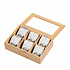 Decopatent - Theedoos 6 vaks - Design theedoos met doorzichtig venster - Theebox met Optil deksel - Theedoos / Opbergdoos - Bamboe Hout - 6 vakken theekist
