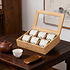 Decopatent - Theedoos 6 vaks - Design theedoos met doorzichtig venster - Theebox met Optil deksel - Theedoos / Opbergdoos - Bamboe Hout - 6 vakken theekist