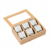 Decopatent - Theedoos 6 vaks - Design theedoos met doorzichtig venster - Theebox met Optil deksel - Theedoos / Opbergdoos - Bamboe Hout - 6 vakken theekist