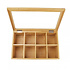 Decopatent - Theedoos 8 vaks - Design theedoos met doorzichtig venster - Theebox met Optil deksel - Theedoos / Opbergdoos - Bamboe Hout - 8 vakken theekist
