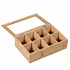 Decopatent - Theedoos 8 vaks - Design theedoos met doorzichtig venster - Theebox met Optil deksel - Theedoos / Opbergdoos - Bamboe Hout - 8 vakken theekist