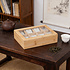 Decopatent - Theedoos 8 vaks - Design theedoos met doorzichtig venster - Theebox met Optil deksel - Theedoos / Opbergdoos - Bamboe Hout - 8 vakken theekist