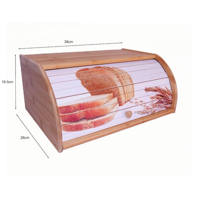 Decopatent - Broodtrommel met rolluik - Bamboe houten brooddoos met Schuifdeksel - Broodtrommel - Brood bewaren en vers houden - Brood Design - Afm: 38 x 26 x 16.5 Cm.