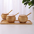 Decopatent - 4-Delige Bamboe Kruidenpot Set met Lepels en Dienblad - Luxe Specerijen Potjes met Deksel - Keuken Organizer Afm: 29.6 x 11 x 6 Cm.