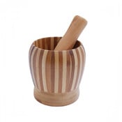 Decopatent - Bamboe Vijzel met Stamper Ø11 cm - Duurzame Houten Vijzel Set - Kruiden & Specerijen Malen - Keuken Accessoire Bamboo