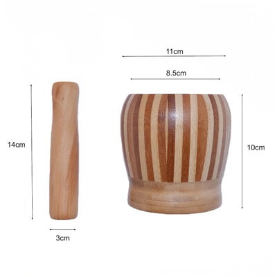 Decopatent - Bamboe Vijzel met Stamper Ø11 cm - Duurzame Houten Vijzel Set - Kruiden & Specerijen Malen - Keuken Accessoire Bamboo
