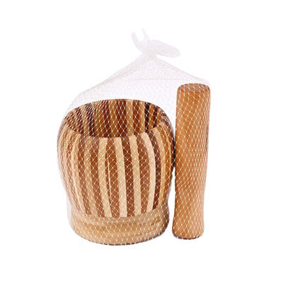Decopatent - Bamboe Vijzel met Stamper Ø11 cm - Duurzame Houten Vijzel Set - Kruiden & Specerijen Malen - Keuken Accessoire Bamboo