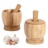 Decopatent - Bamboe Vijzel en Stamper met Deksel - Ø11.8 cm - Duurzame Houten Kruiden Vijzel - Keuken Mortier Set voor Kruiden, Specerijen & Pesto
