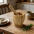 Decopatent - Bamboe Vijzel met Stamper Ø10 cm - Duurzame Houten Vijzel Set - Kruiden & Specerijen Malen - Keuken Accessoire Bamboo