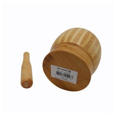 Decopatent - Bamboe Vijzel met Stamper Ø11 cm - Duurzame Houten Vijzel Set - Kruiden & Specerijen Malen - Keuken Accessoire Bamboo