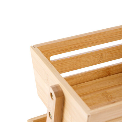 Decopatent - 2 Laags Dubbele Fruitschaal - Bamboe hout - Staande Fruitmand Etagere - Afm: 31 x 22 x 27.5 Cm.