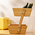 Decopatent - 2 Laags Dubbele Fruitschaal - Bamboe hout - Staande Fruitmand Etagere - Afm: 31 x 22 x 27.5 Cm.