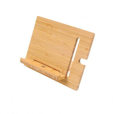 Decopatent - Universele Telefoonhouder / Tablethouder - Telefoon houder van Bamboe hout - tablet / iPad houder - standaard voor Gsm - Afm Staand: 15x20x0.8 Cm - Afm Liggend: 20x15x0.8 Cm.