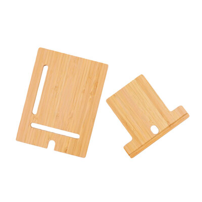 Decopatent - Universele Telefoonhouder / Tablethouder - Telefoon houder van Bamboe hout - tablet / iPad houder - standaard voor Gsm - Afm Staand: 15x20x0.8 Cm - Afm Liggend: 20x15x0.8 Cm.