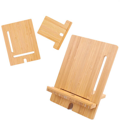 Decopatent - Universele Telefoonhouder / Tablethouder - Telefoon houder van Bamboe hout - tablet / iPad houder - standaard voor Gsm - Afm Staand: 15x20x0.8 Cm - Afm Liggend: 20x15x0.8 Cm.