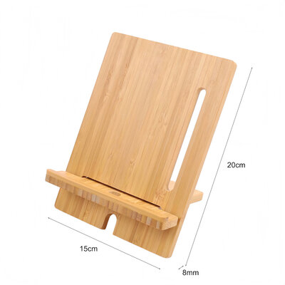 Decopatent - Universele Telefoonhouder / Tablethouder - Telefoon houder van Bamboe hout - tablet / iPad houder - standaard voor Gsm - Afm Staand: 15x20x0.8 Cm - Afm Liggend: 20x15x0.8 Cm.