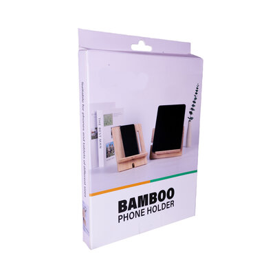 Decopatent - Universele Telefoonhouder / Tablethouder - Telefoon houder van Bamboe hout - tablet / iPad houder - standaard voor Gsm - Afm Staand: 15x20x0.8 Cm - Afm Liggend: 20x15x0.8 Cm.