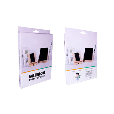 Decopatent - Universele Telefoonhouder / Tablethouder - Telefoon houder van Bamboe hout - tablet / iPad houder - standaard voor Gsm - Afm Staand: 15x20x0.8 Cm - Afm Liggend: 20x15x0.8 Cm.