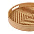 Decopatent - Bamboe Dienblad Rond - Diameter: 27 Cm - Dienblad met handvaten - Schaal - Presenteerblad - Serveerschaal - Woonaccessoires - Gevlochten Bamboe Riet - Afm: 27 x 27 x 3.8 Cm.
