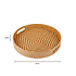 Decopatent - Bamboe Dienblad Rond - Diameter: 33 Cm - Dienblad met handvaten - Schaal - Presenteerblad - Serveerschaal - Woonaccessoires - Gevlochten Bamboe Riet - Afm: 33 x 33 x 4.8 Cm.