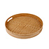 Decopatent - Bamboe Dienblad Rond - Diameter: 38 Cm - Dienblad met handvaten - Schaal - Presenteerblad - Serveerschaal - Woonaccessoires - Gevlochten Bamboe Riet - Afm: 38 x 38 x 5 Cm.
