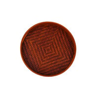 Decopatent - Bamboe Dienblad Rond - Diameter: 27 Cm - Dienblad met handvaten - Schaal - Presenteerblad - Serveerschaal - Woonaccessoires - Gevlochten Donker Bamboe Riet - Afm: 27 x 27 x 3.8 Cm.
