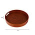 Decopatent - Bamboe Dienblad Rond - Diameter: 33 Cm - Dienblad met handvaten - Schaal - Presenteerblad - Serveerschaal - Woonaccessoires - Gevlochten Donker Bamboe Riet - Afm: 33 x 33 x 4.8 Cm.