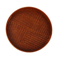 Decopatent - Bamboe Dienblad Rond - Diameter: 38 Cm - Dienblad met handvaten - Schaal - Presenteerblad - Serveerschaal - Woonaccessoires - Gevlochten Donker Bamboe Riet - Afm: 38 x 38 x 5 Cm.