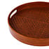 Decopatent - Bamboe Dienblad Rond - Diameter: 38 Cm - Dienblad met handvaten - Schaal - Presenteerblad - Serveerschaal - Woonaccessoires - Gevlochten Donker Bamboe Riet - Afm: 38 x 38 x 5 Cm.