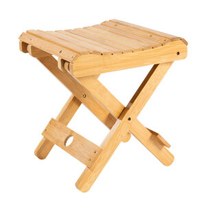 Decopatent - Bamboe Bijzet Kruk - Inklapbare kruk - Bamboe Hout - Inklapbaar krukje - Badkamerkruk - Kinderkruk - Belastbaar tot 80 KG - Afm: 28.3 x 29 x 26 Cm
